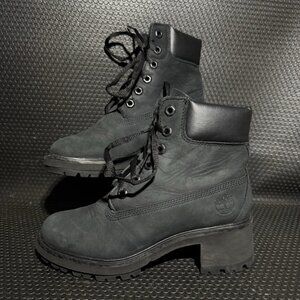 Timberland Kinsley 6in Waterproof Heeled Boot Black Leather Nubuck Womens Size 6